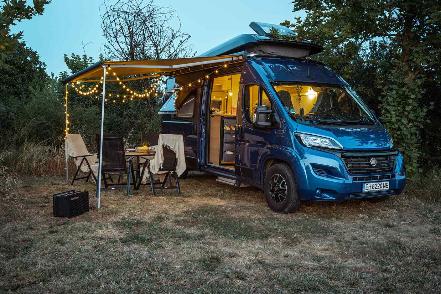 Rent Campervan Carrie in Bulgaria - compact 4-sleeper Carado CV600 with camping setup and lighting