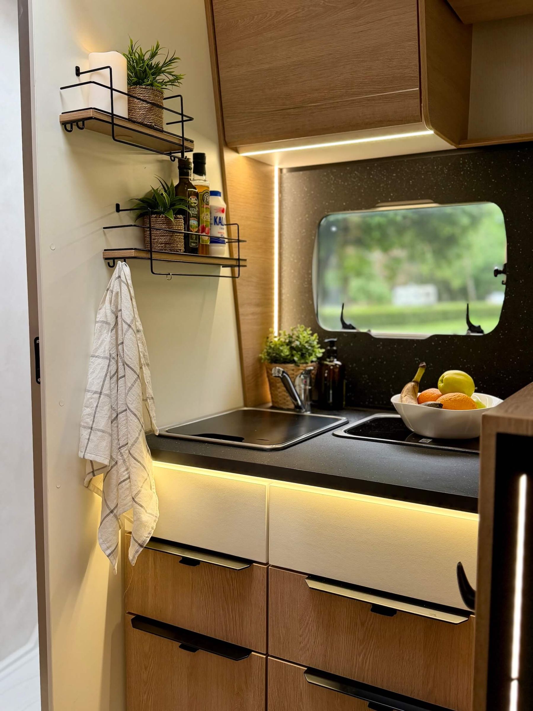 Camper Moovy - details of the modern kitchen with premium equipment