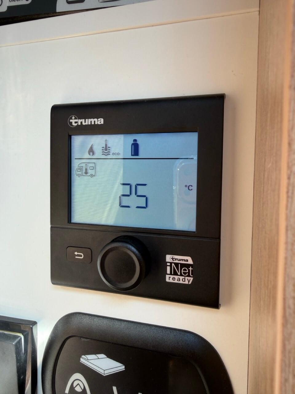 Heater set to 25°C on the Truma panel